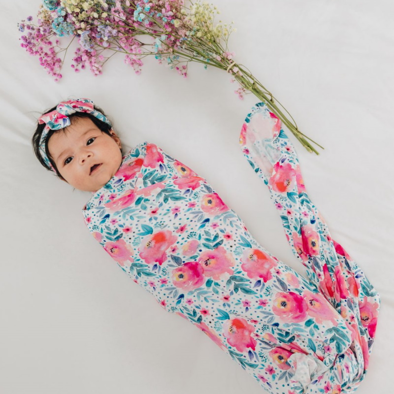 The Plush Club Pinkrose Swaddle and Bow