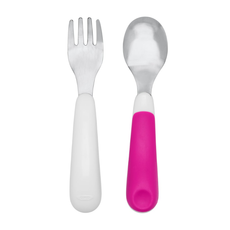 OXO TOT On-The-Go Fork and Spoon Set - Pink