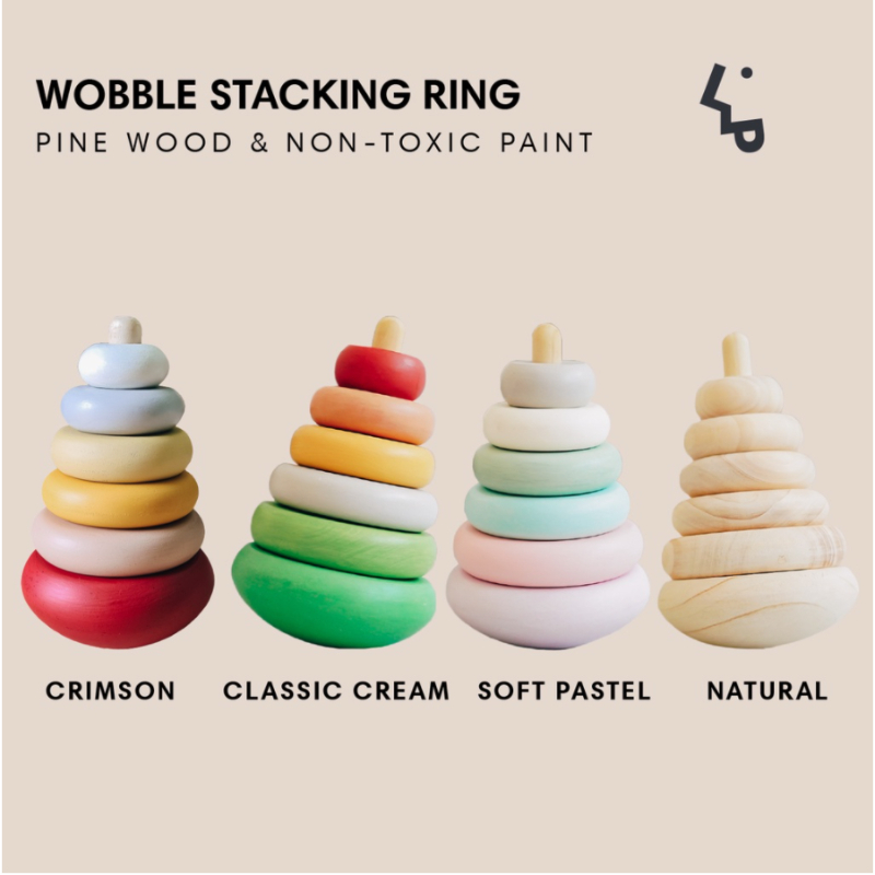 Letterinpine Wobble Stacking Ring Wooden Toy